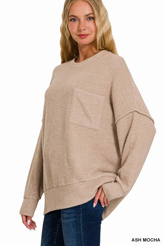 The Brushed Melange Drop Shoulder Oversized Sweater