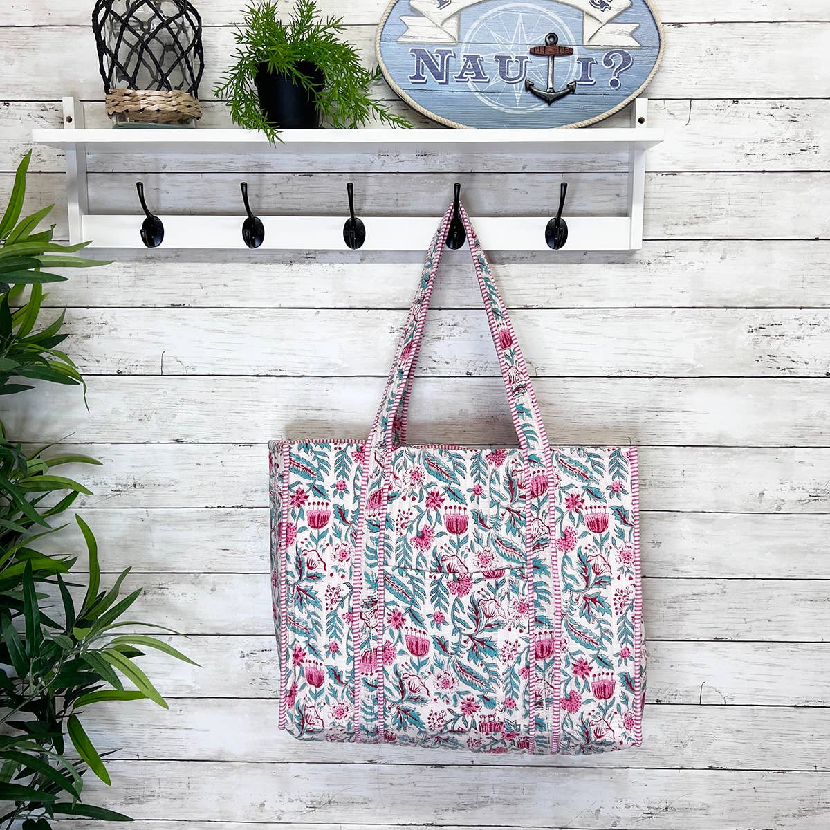 Vivid Wildflowers Quilted Block-Printed Tote