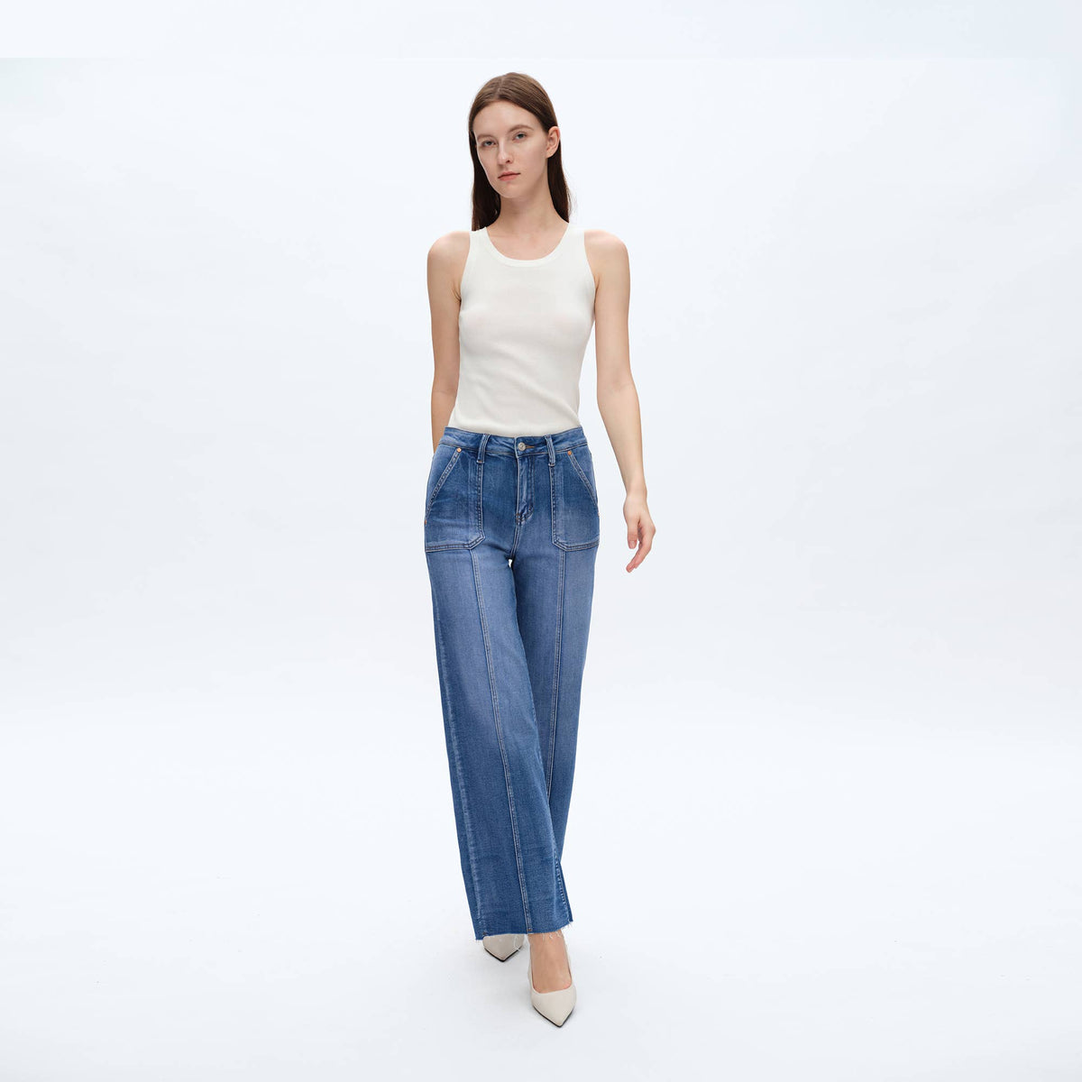 Jess High Rise Relaxed Straight Denim Jeans