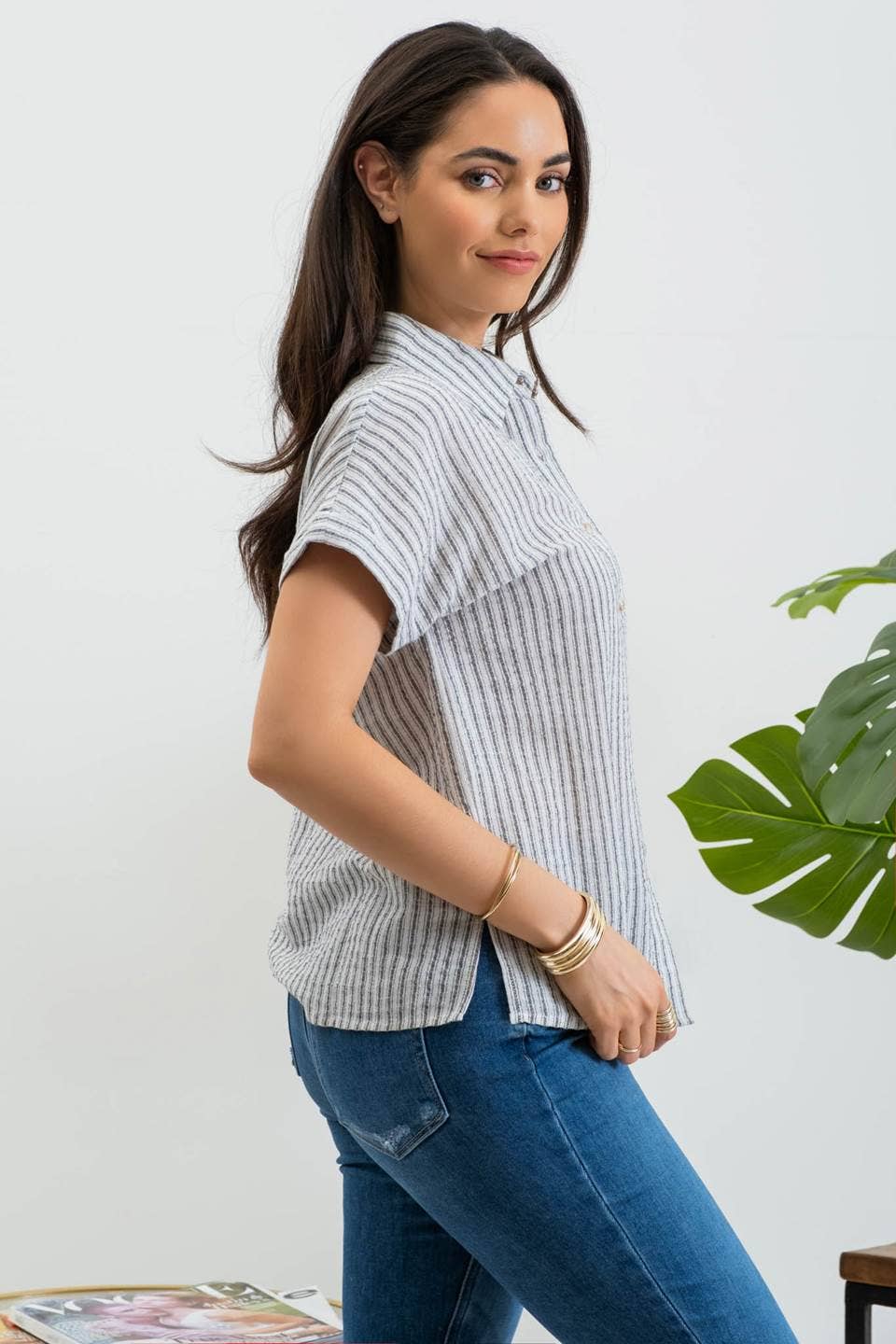 Sophisticated Monday Button Top