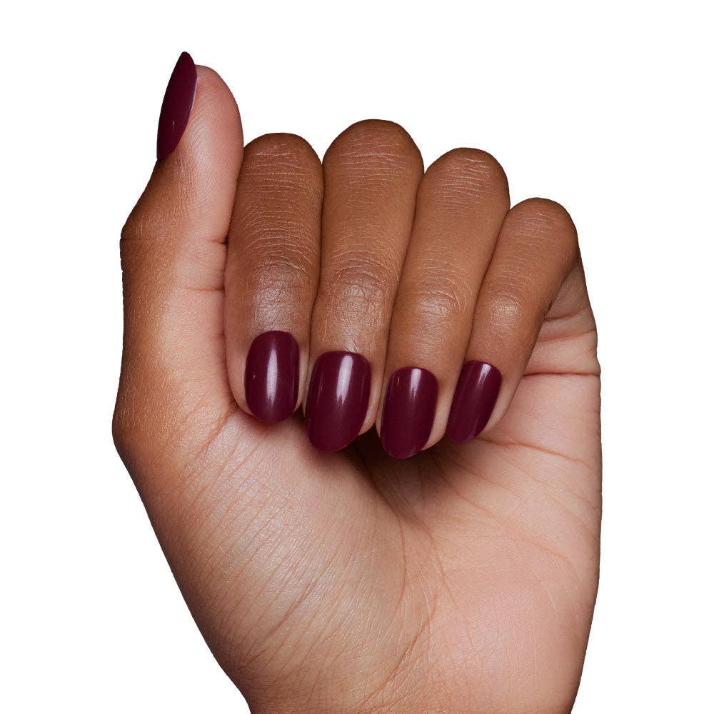 Berry Maroon Press-On Nails Short Round
