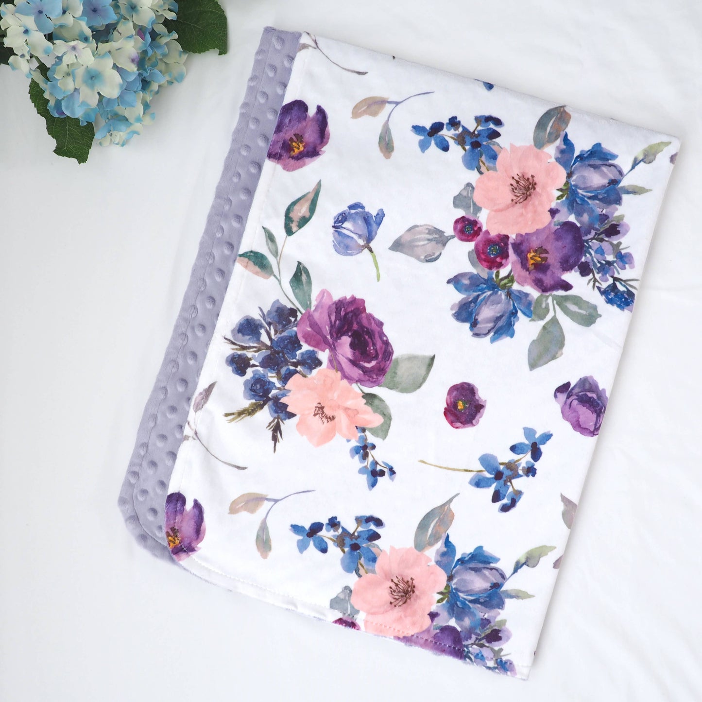 Minky Blanket - Purple & Blush Floral