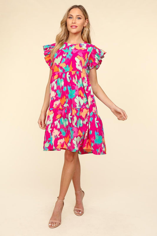 The Printed Ruffled Tiered Dress with Side Pockets