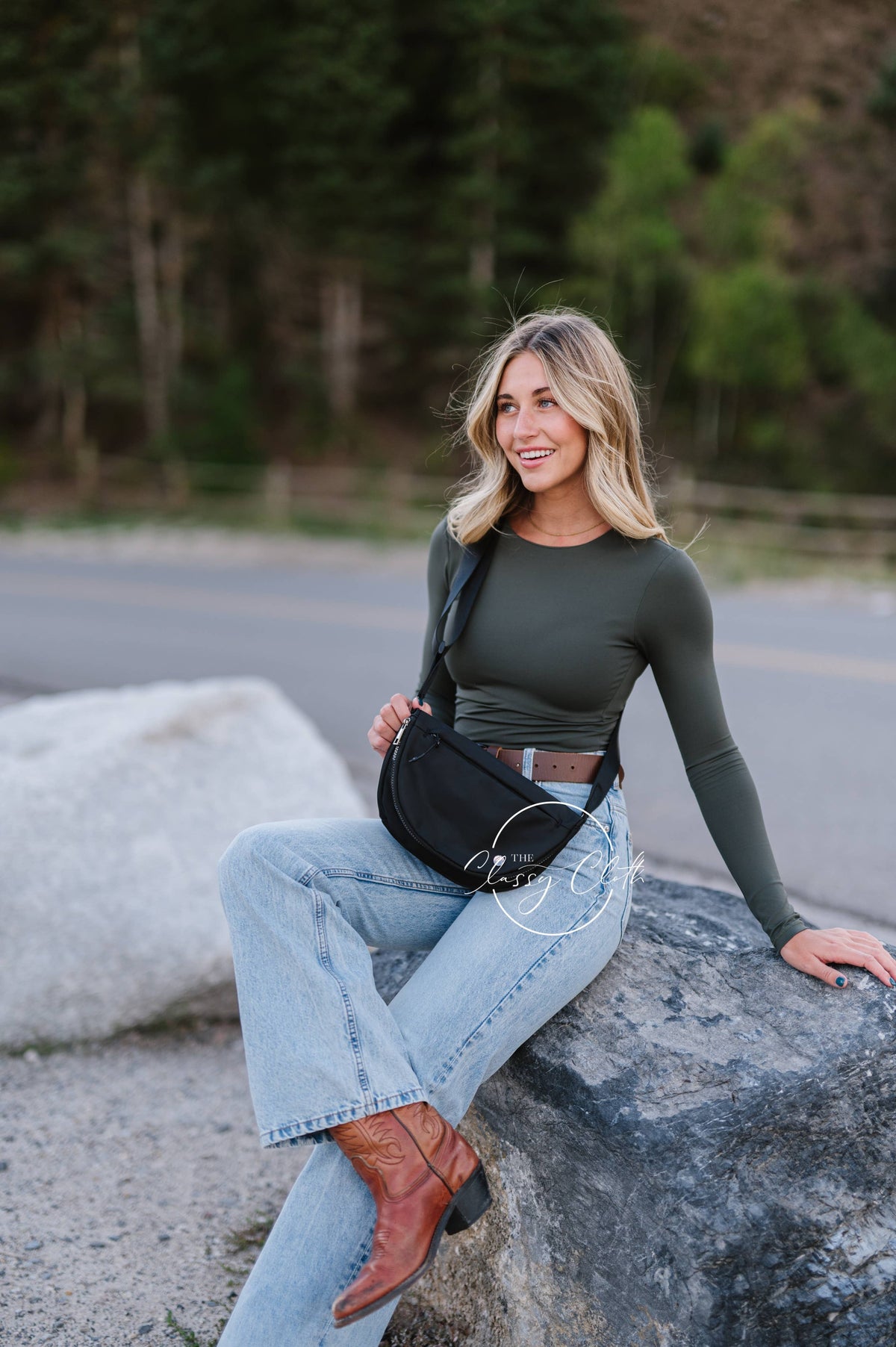 Margot Moon Belt Bag in Black