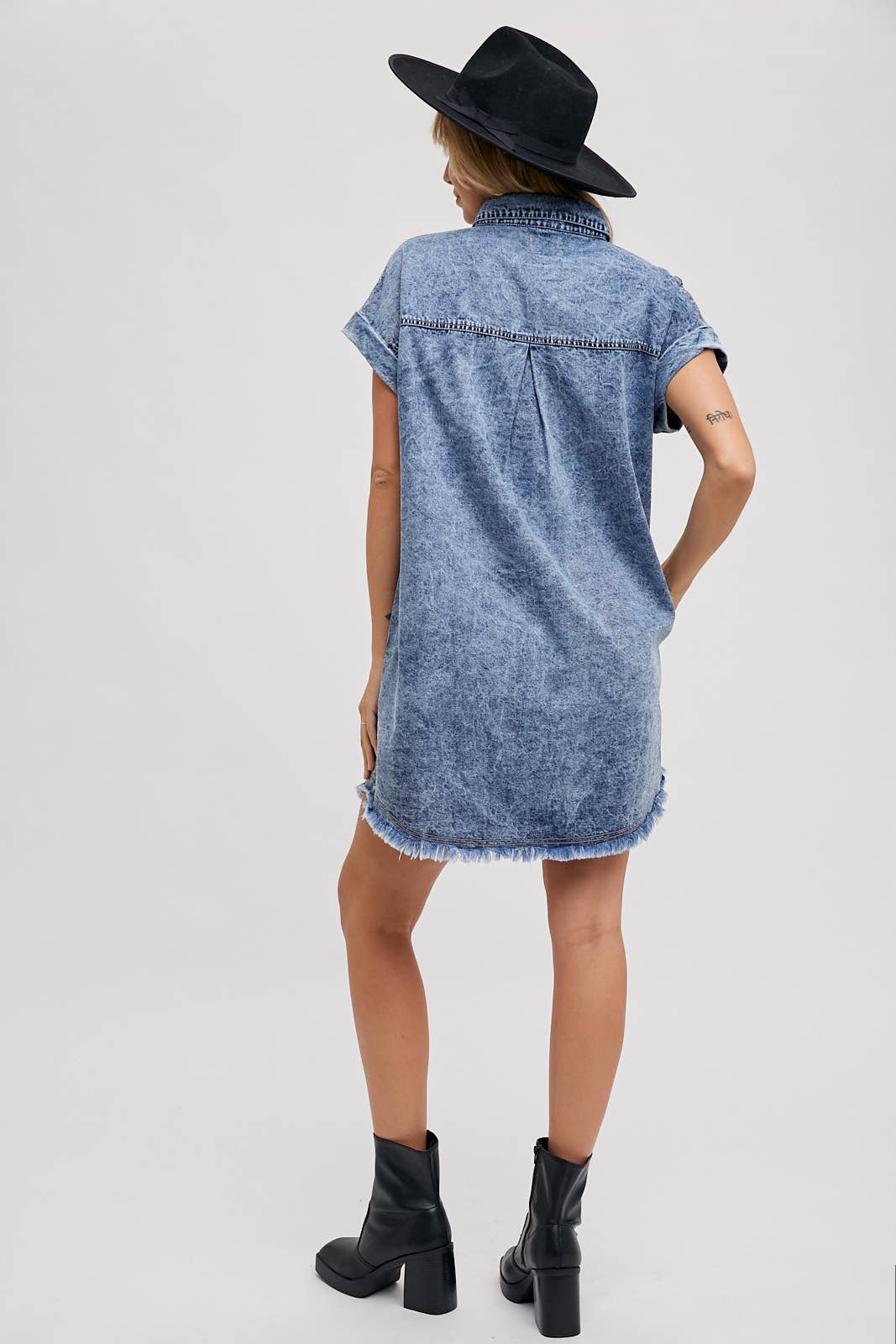 The Frayed Hem Denim Dress