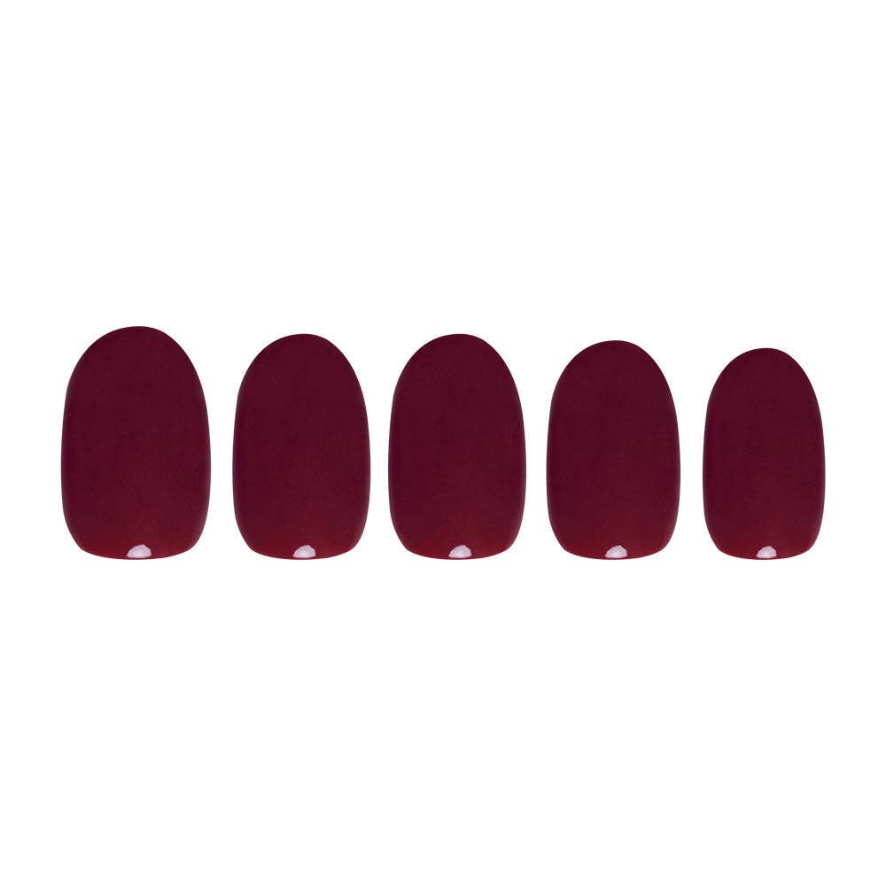 Berry Maroon Press-On Nails Short Round