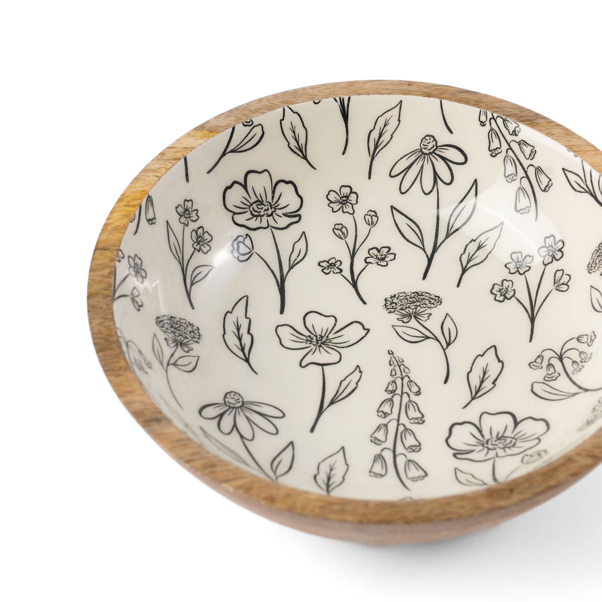 Pressed Floral Mango Wood Bowl
