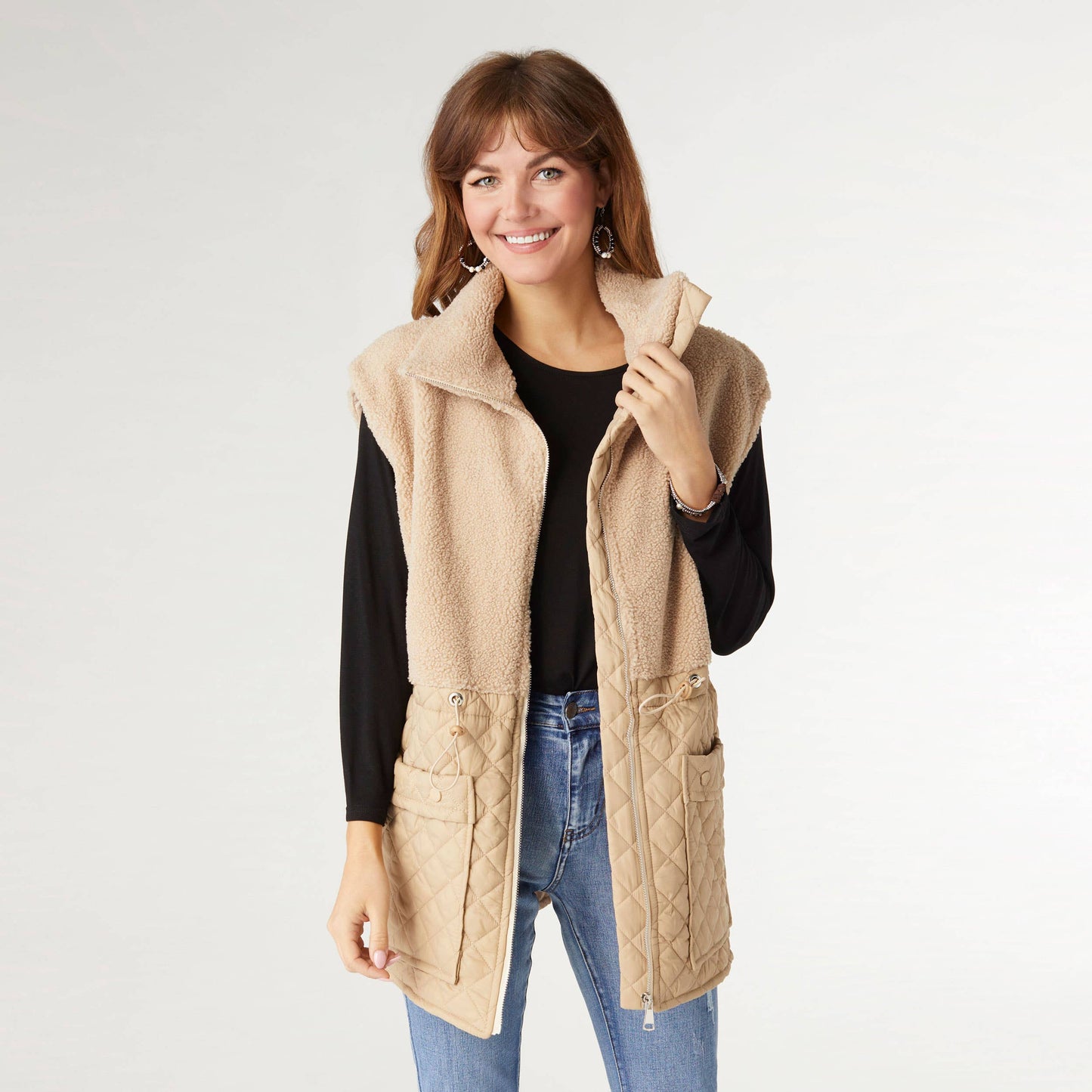 Tipper Mixed Sherpa Quilted Nylon Vest