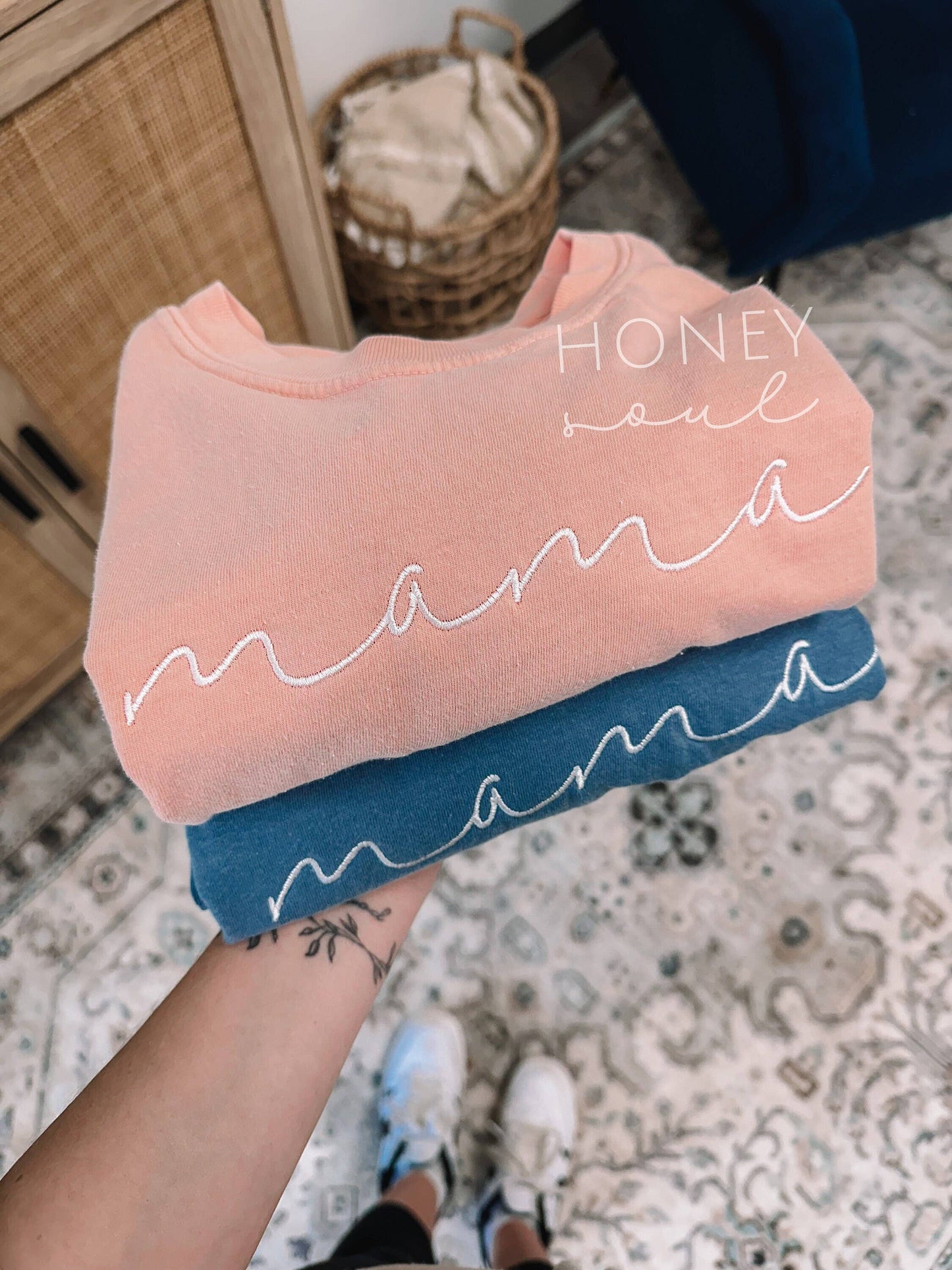 Embroidered Mama Script Tee