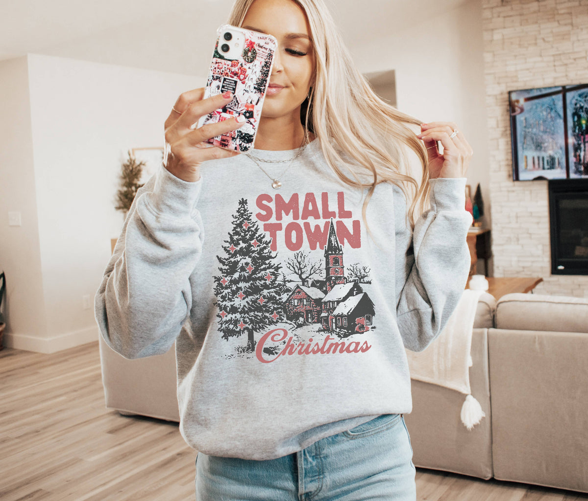 Retro Small Town Christmas Crewneck Christmas Sweatshirt