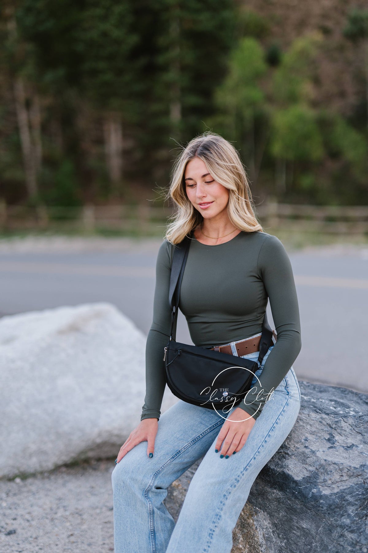 Margot Moon Belt Bag in Black