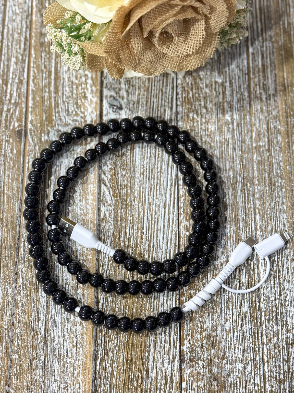 Candy Black Pearl 2 In 1 Phone Charger