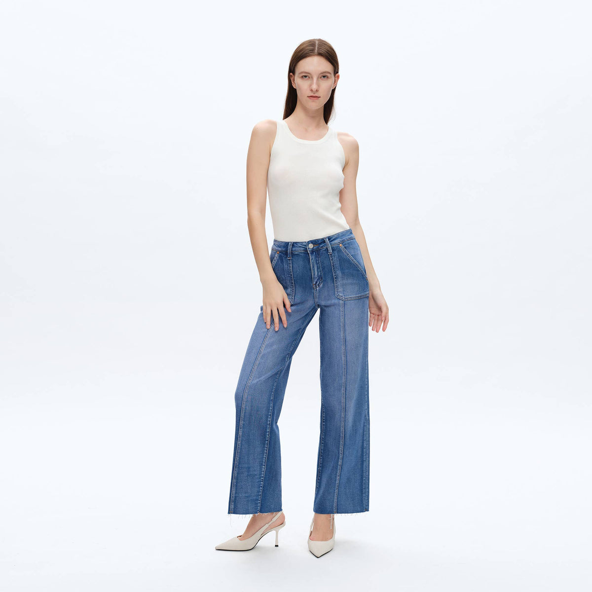 Jess High Rise Relaxed Straight Denim Jeans