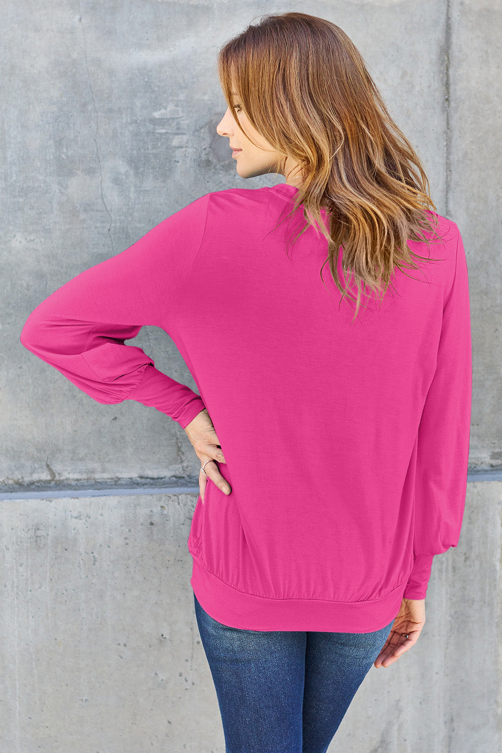 The Basic Bae Full Size V-Neck Lantern Sleeve Top