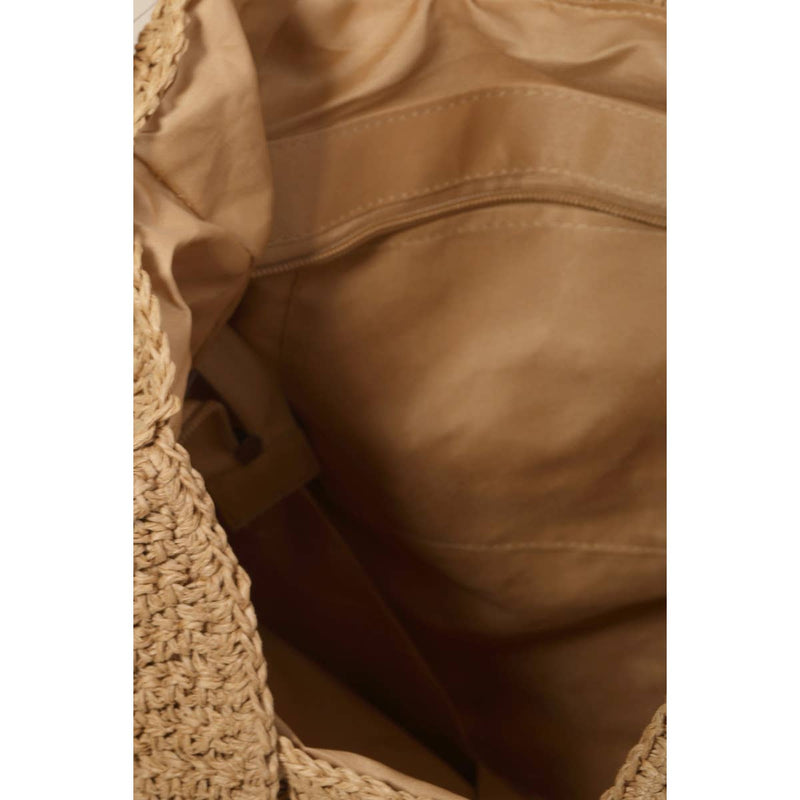 Intricate Straw Knit Tote Bag