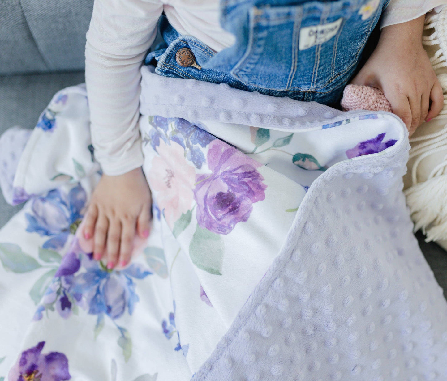 Minky Blanket - Purple & Blush Floral