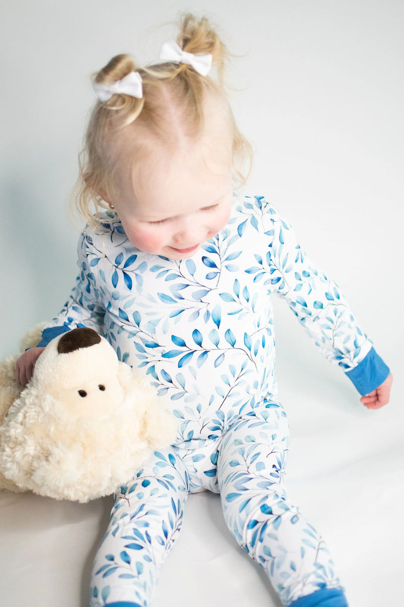 Dusty Blue Floral Convertible Romper & Two Piece