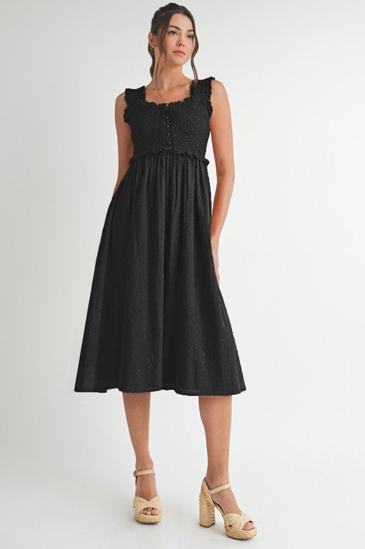 The Textured Cotton Midi Dress