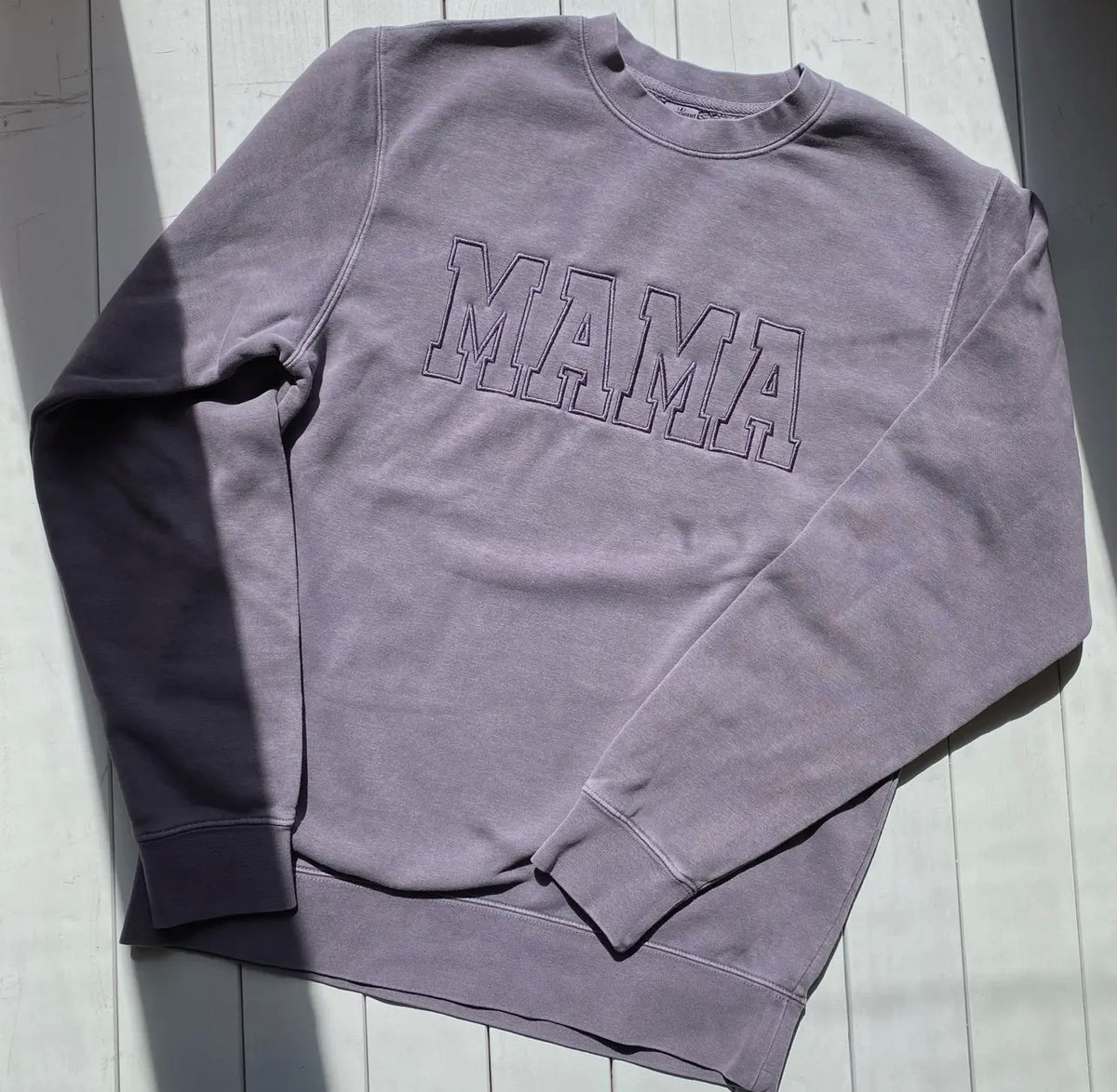 Purple Plum Mama Embroidered Crew