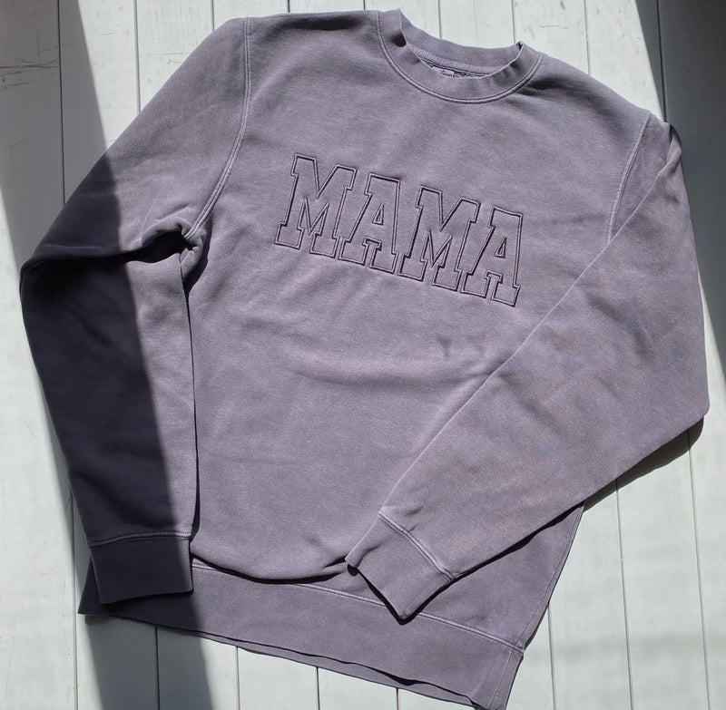 Purple Plum Mama Embroidered Crew