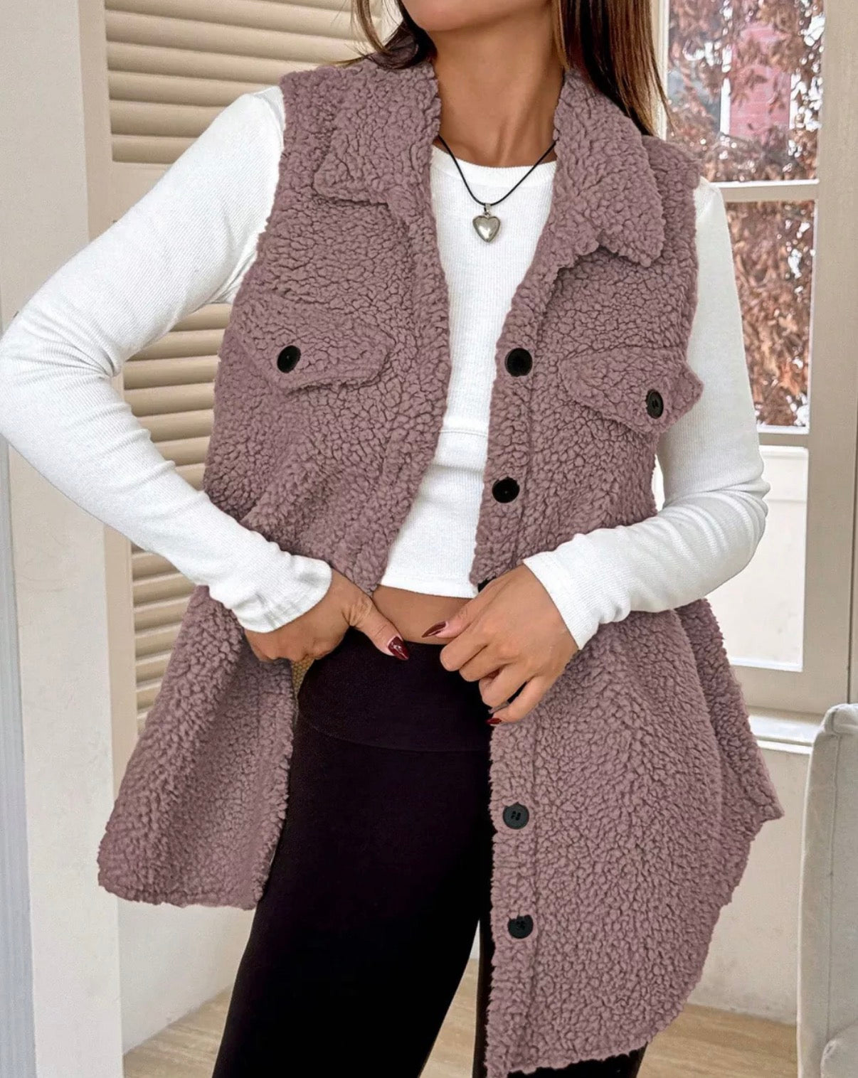 Button Down Sherpa Vest