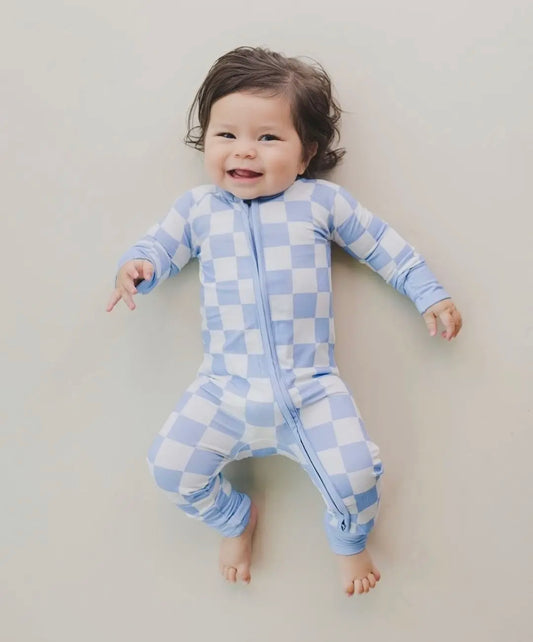 Bamboo Blue Checker Footies