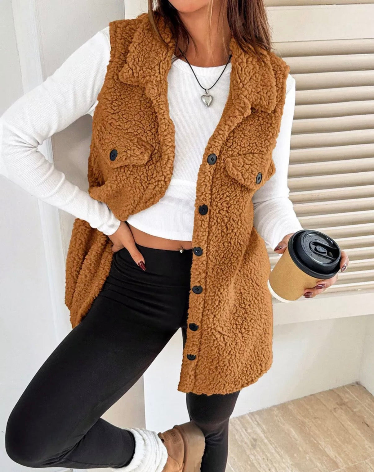 Button Down Sherpa Vest