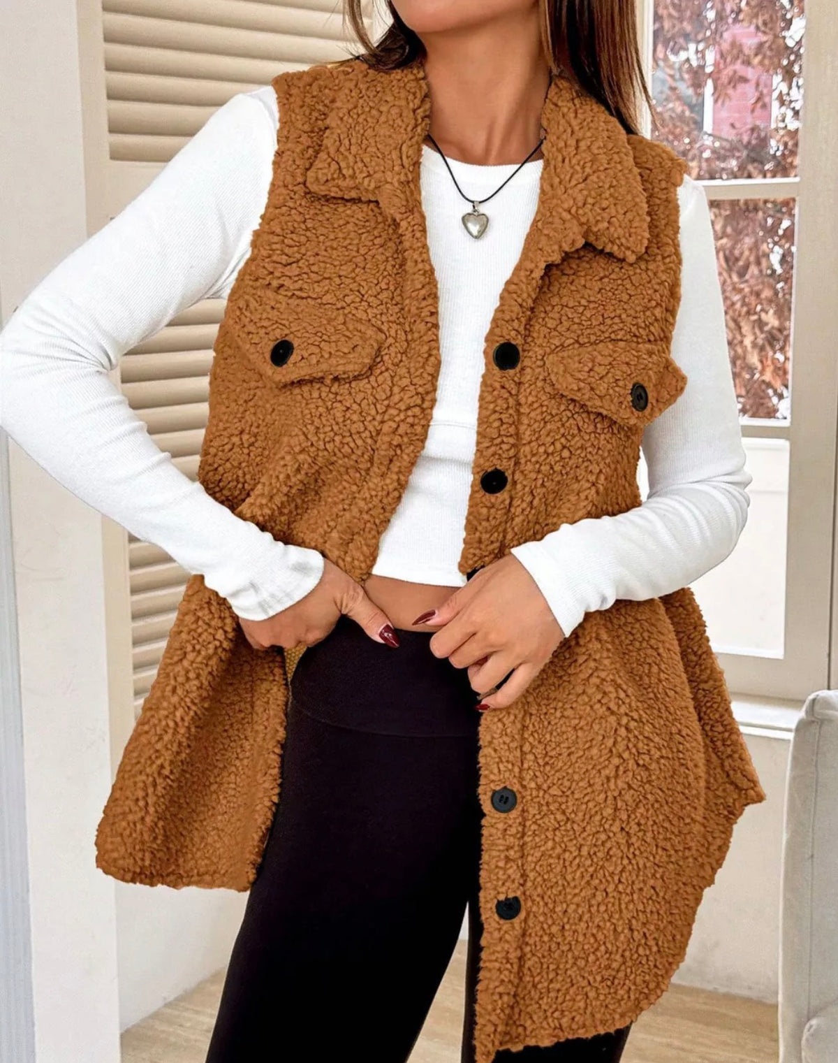 Button Down Sherpa Vest