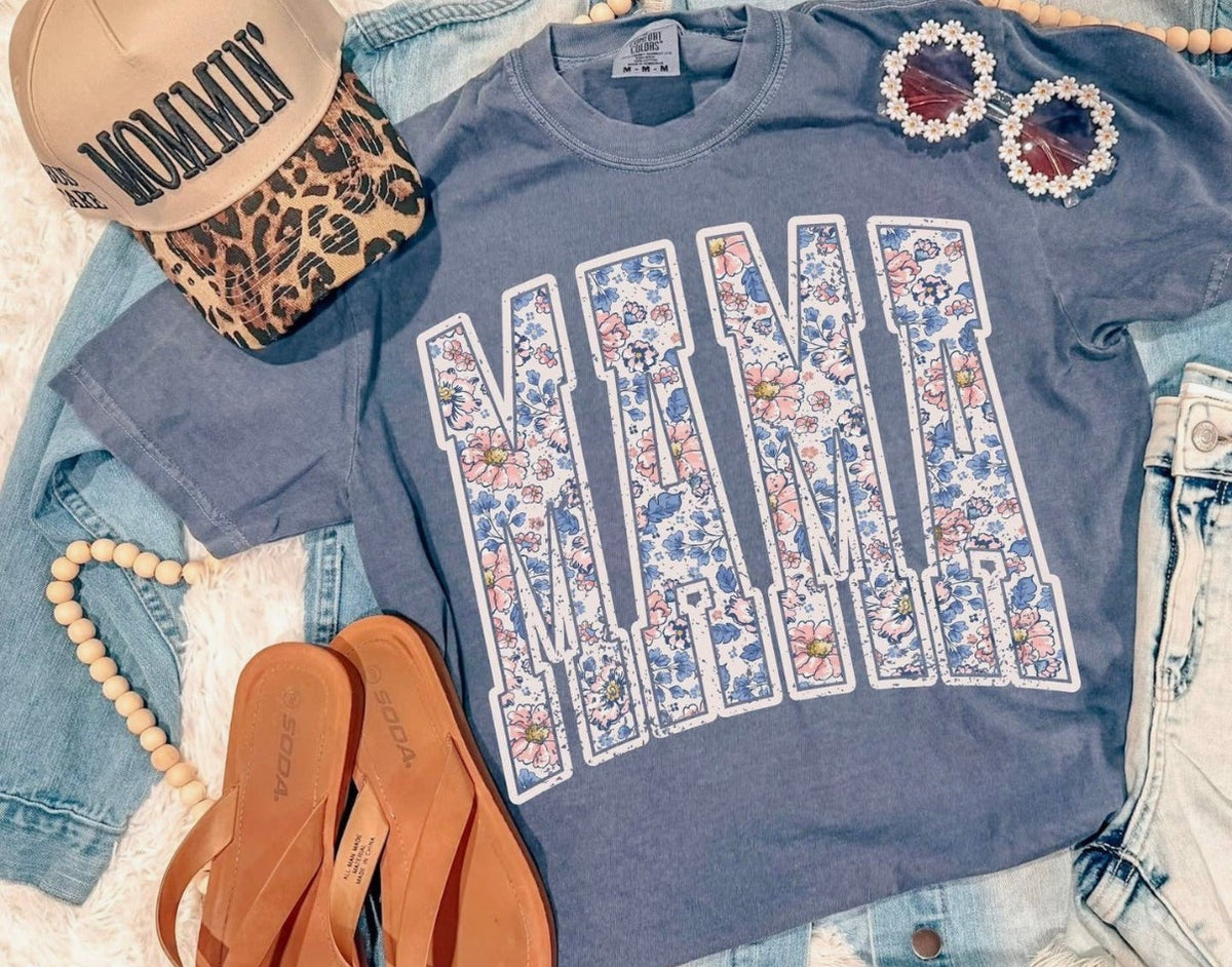 Denim Blue Floral Tee