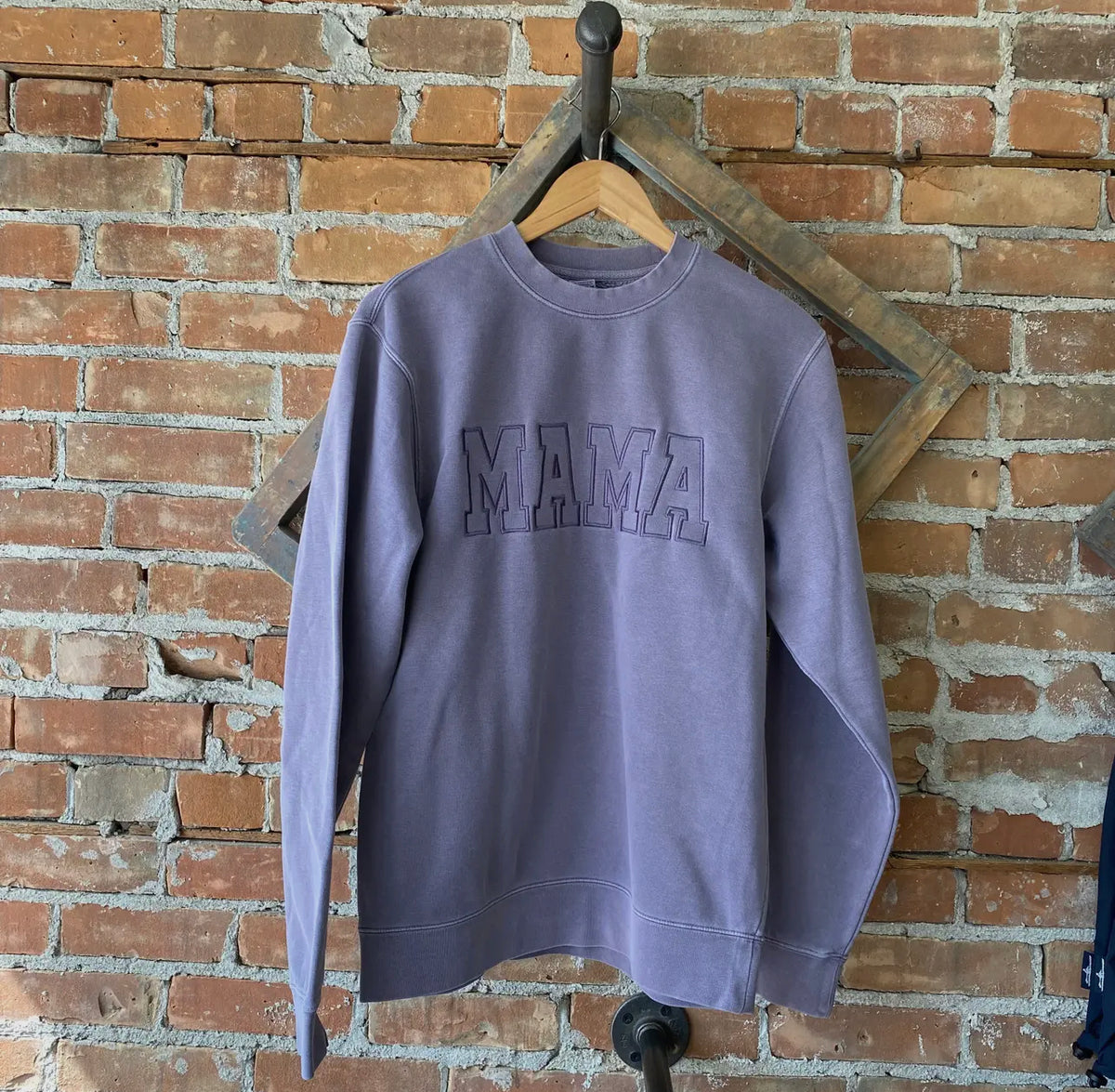 Purple Plum Mama Embroidered Crew