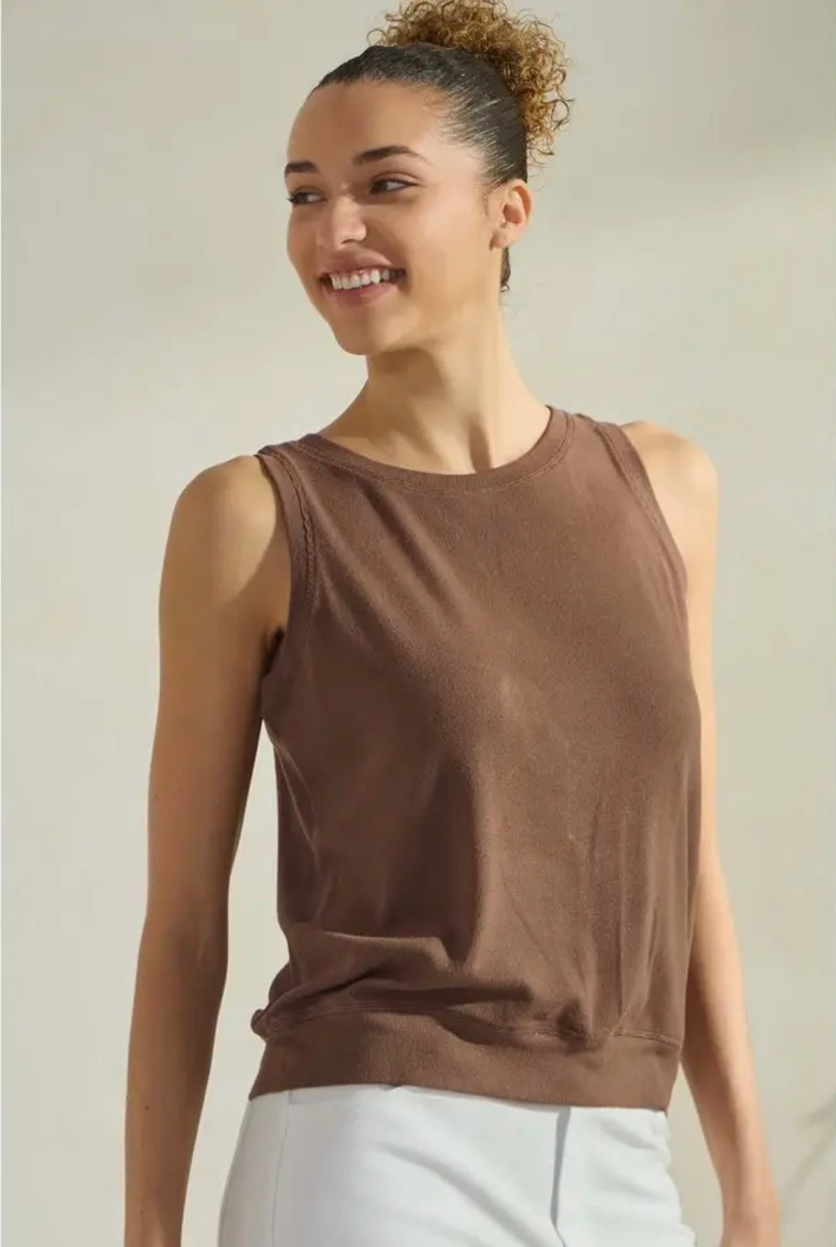 The Ribbed Viscose Crew Neck Loose Fit Tank