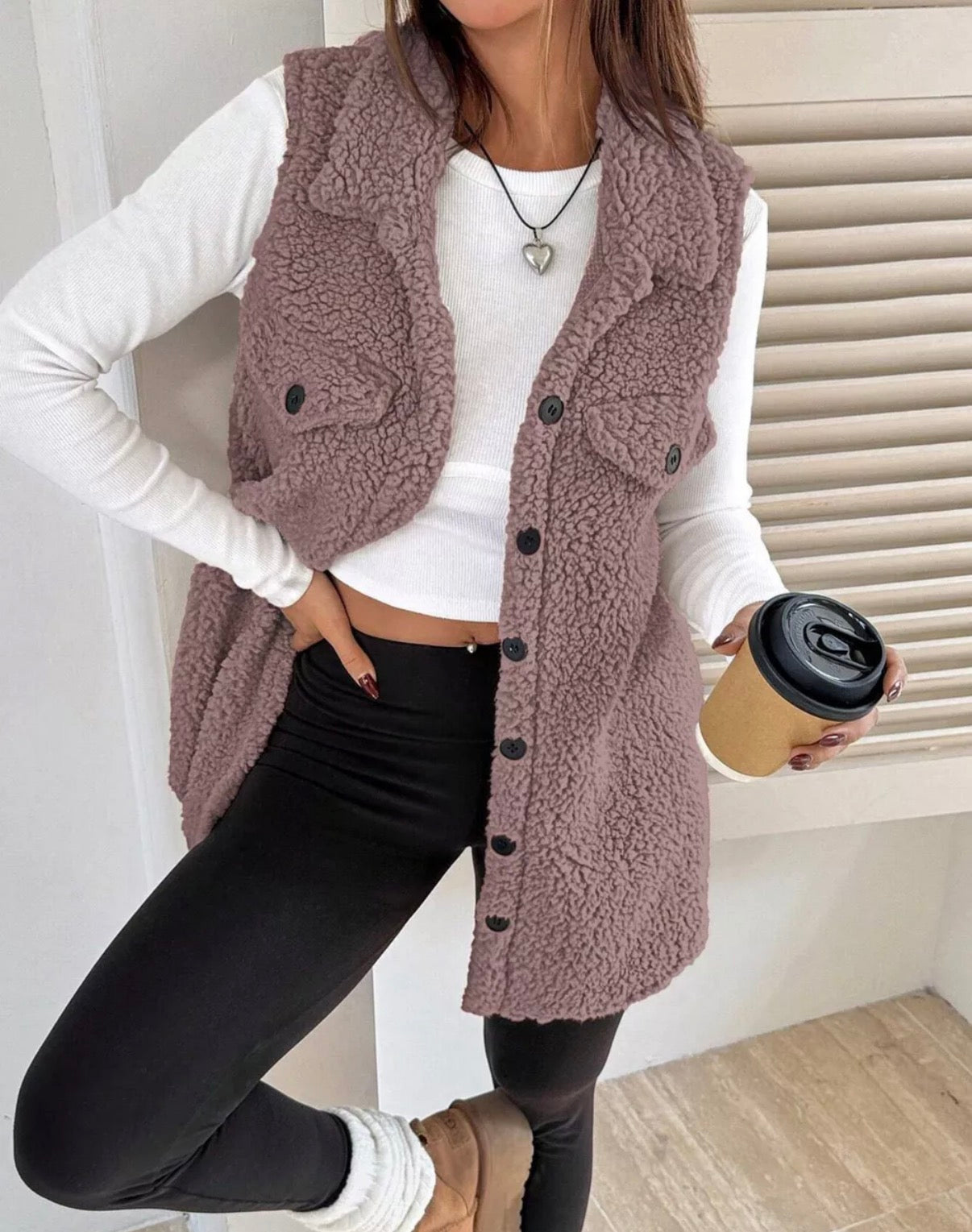 Button Down Sherpa Vest