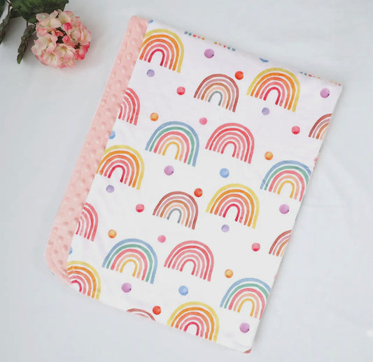 Minky Pink Rainbow Blanket