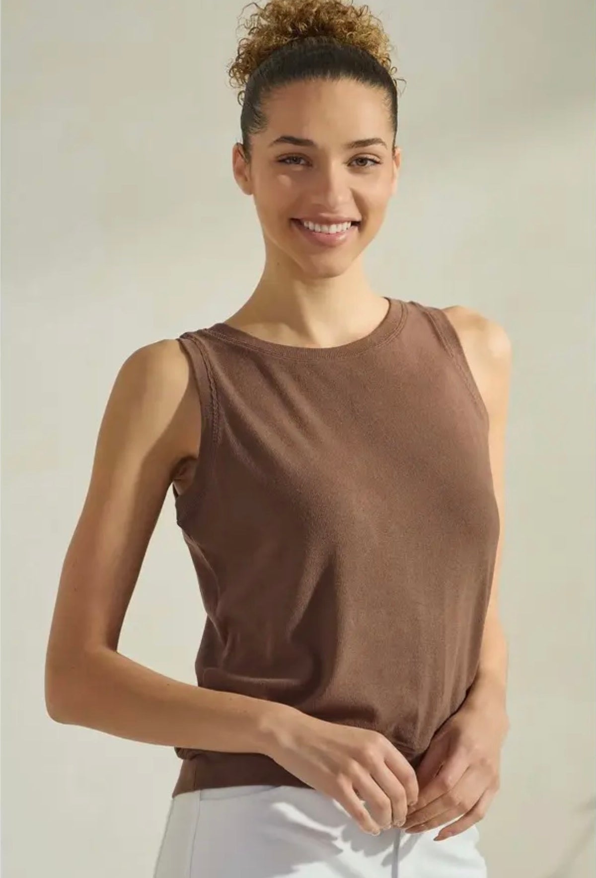 The Ribbed Viscose Crew Neck Loose Fit Tank