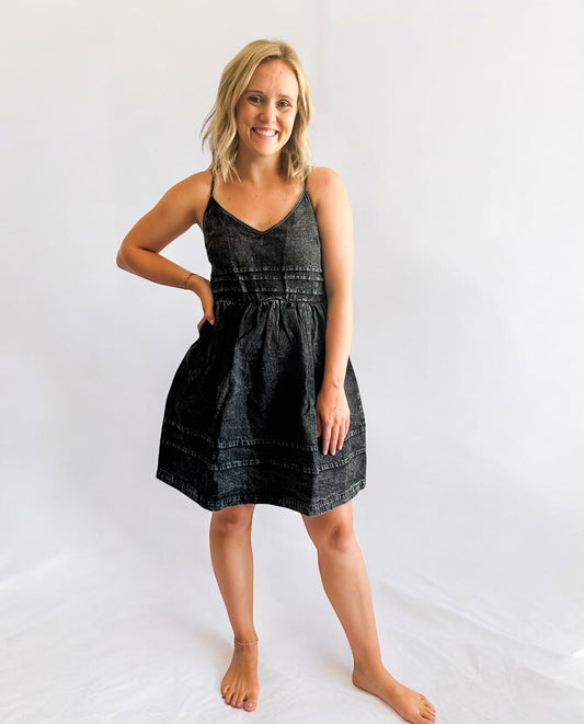 The Vintage Wash Black Denim Dress