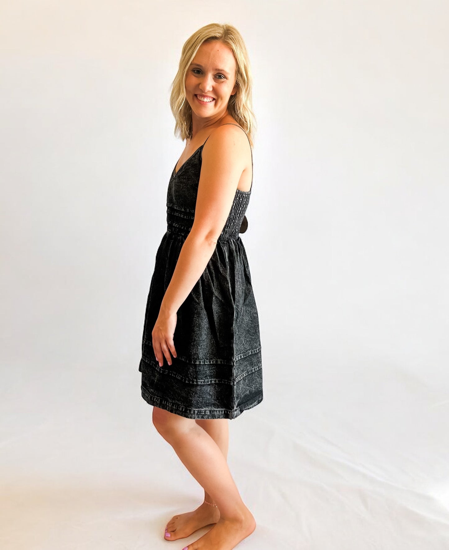 The Vintage Wash Black Denim Dress