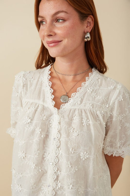 The Hayden Floral Crochet Top