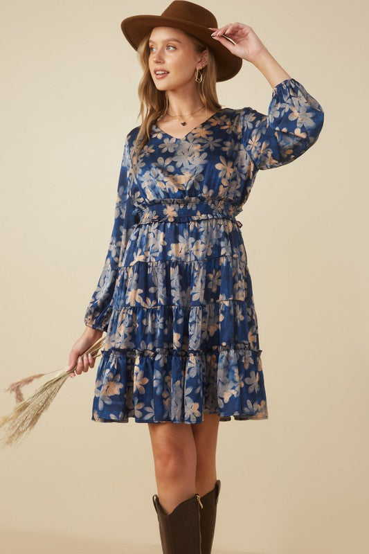 The Faint Floral Satin Dress