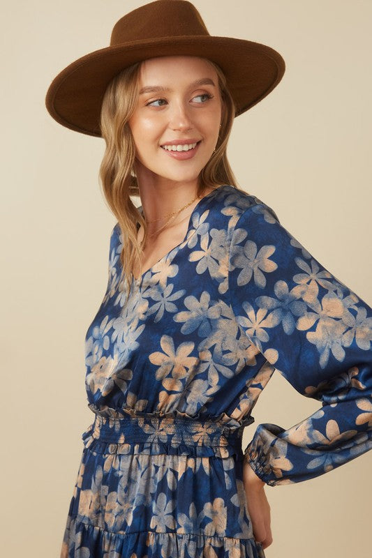 The Faint Floral Satin Dress