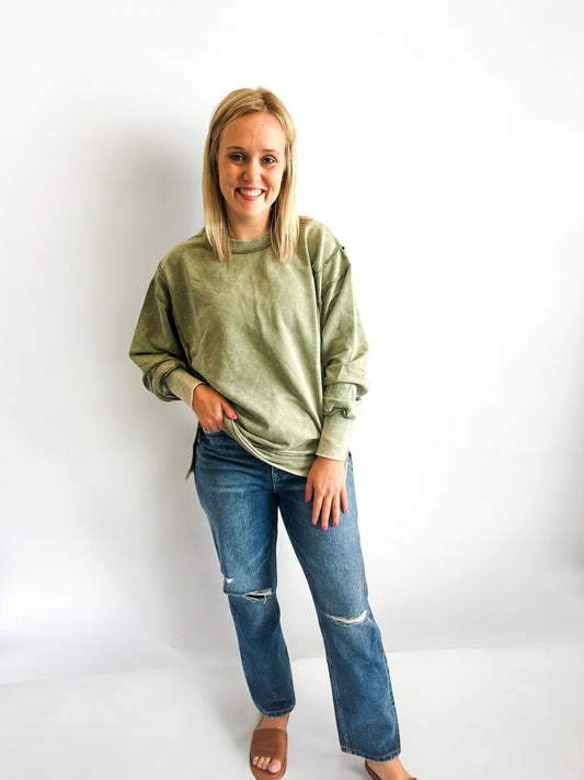 The Olive Exposed Seam Sweatshirt