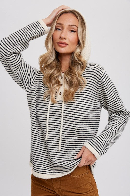 The Henley Stripe Hoodie