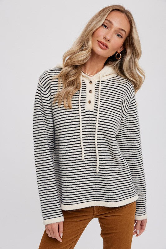 The Henley Stripe Hoodie