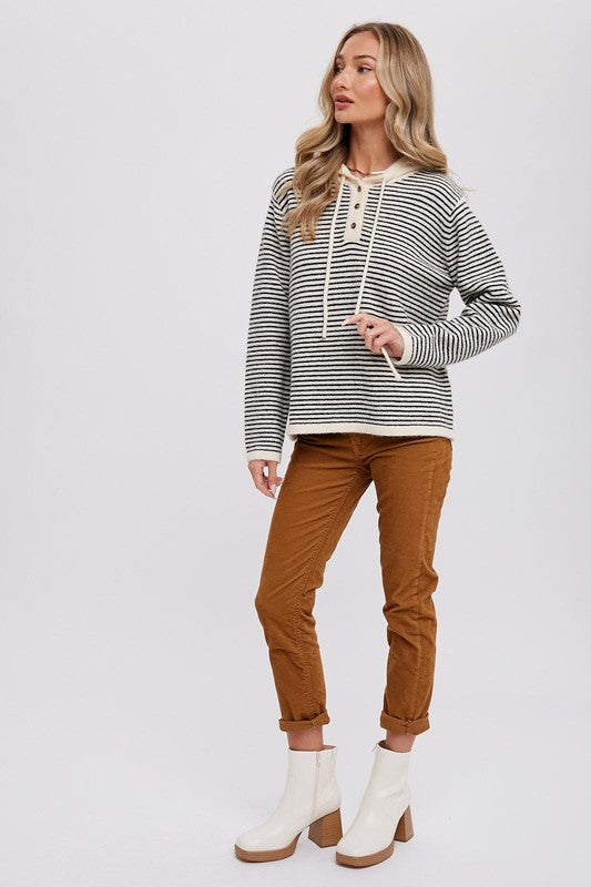 The Henley Stripe Hoodie