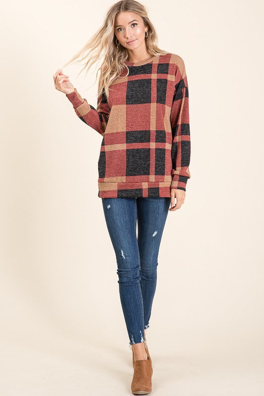 The Autumn Sunset Plaid Top