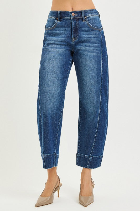 The Slouchy Cropped Barrel Risen Jeans