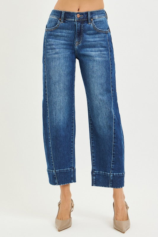 The Slouchy Cropped Barrel Risen Jeans