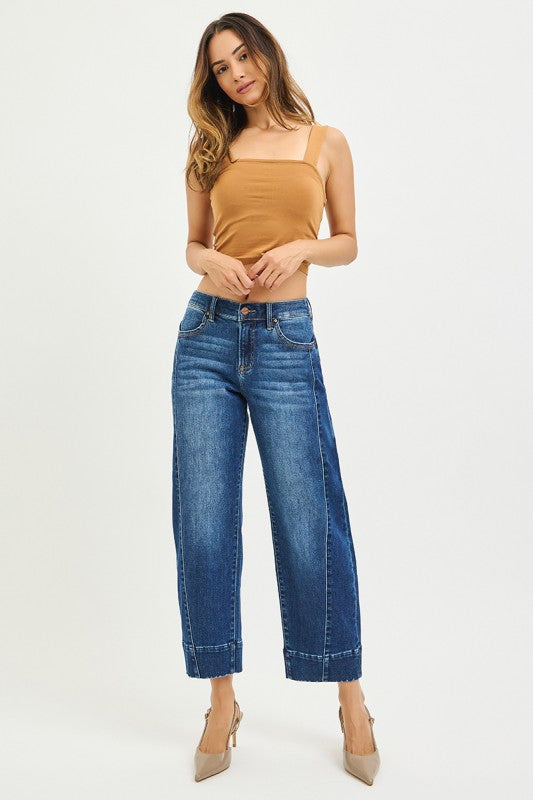 The Slouchy Cropped Barrel Risen Jeans