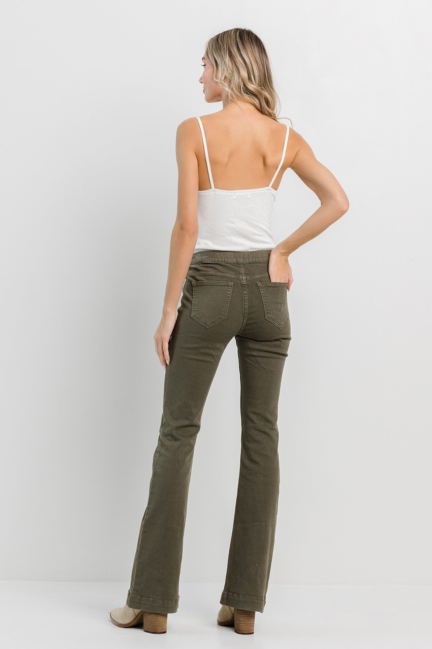 The Olivia Pull On Flare Jeans