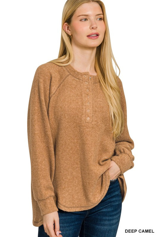 Brushed Melange Hacci High-Low Sweater