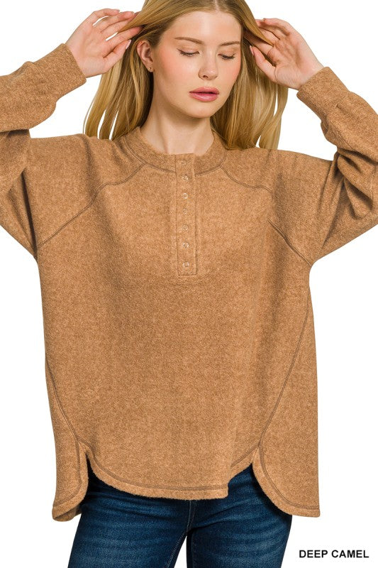 Brushed Melange Hacci High-Low Sweater